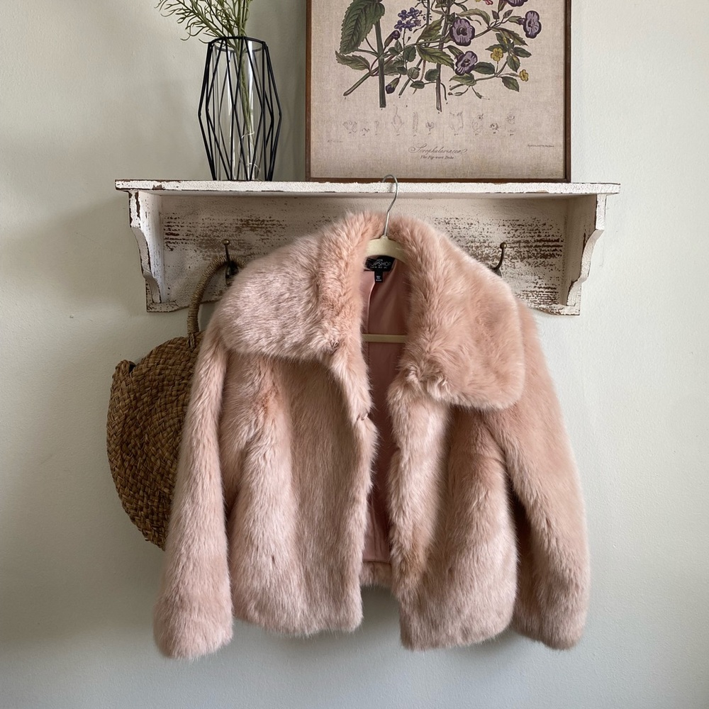 TopShop Blush Pink Faux Fur Jacket